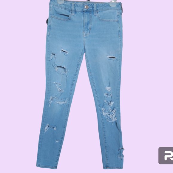American Eagle Outfitters 360 super stretch aeo denim x4 hi-rise jegging jeans 4 - Picture 1 of 8